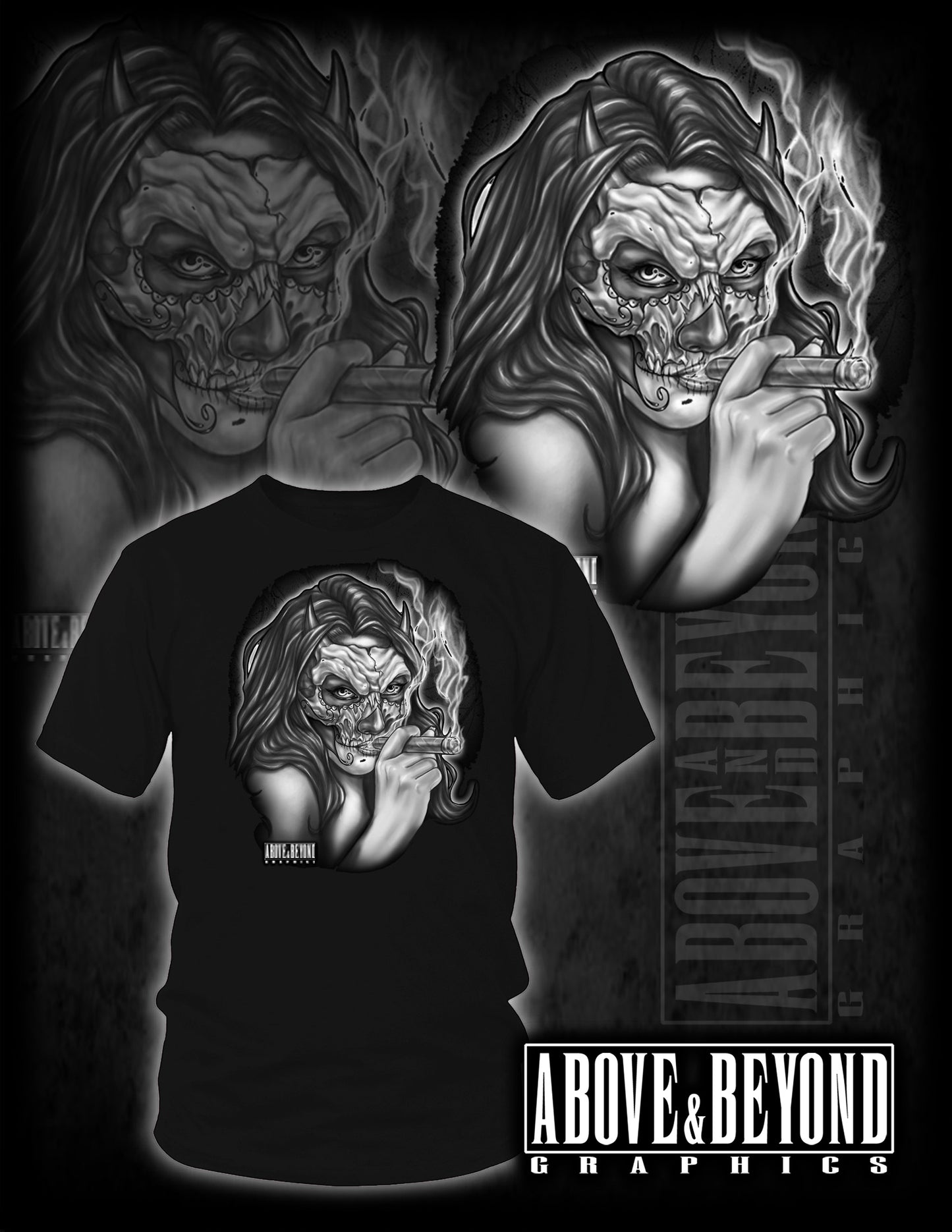 Masked Girl Smoking a Cigar