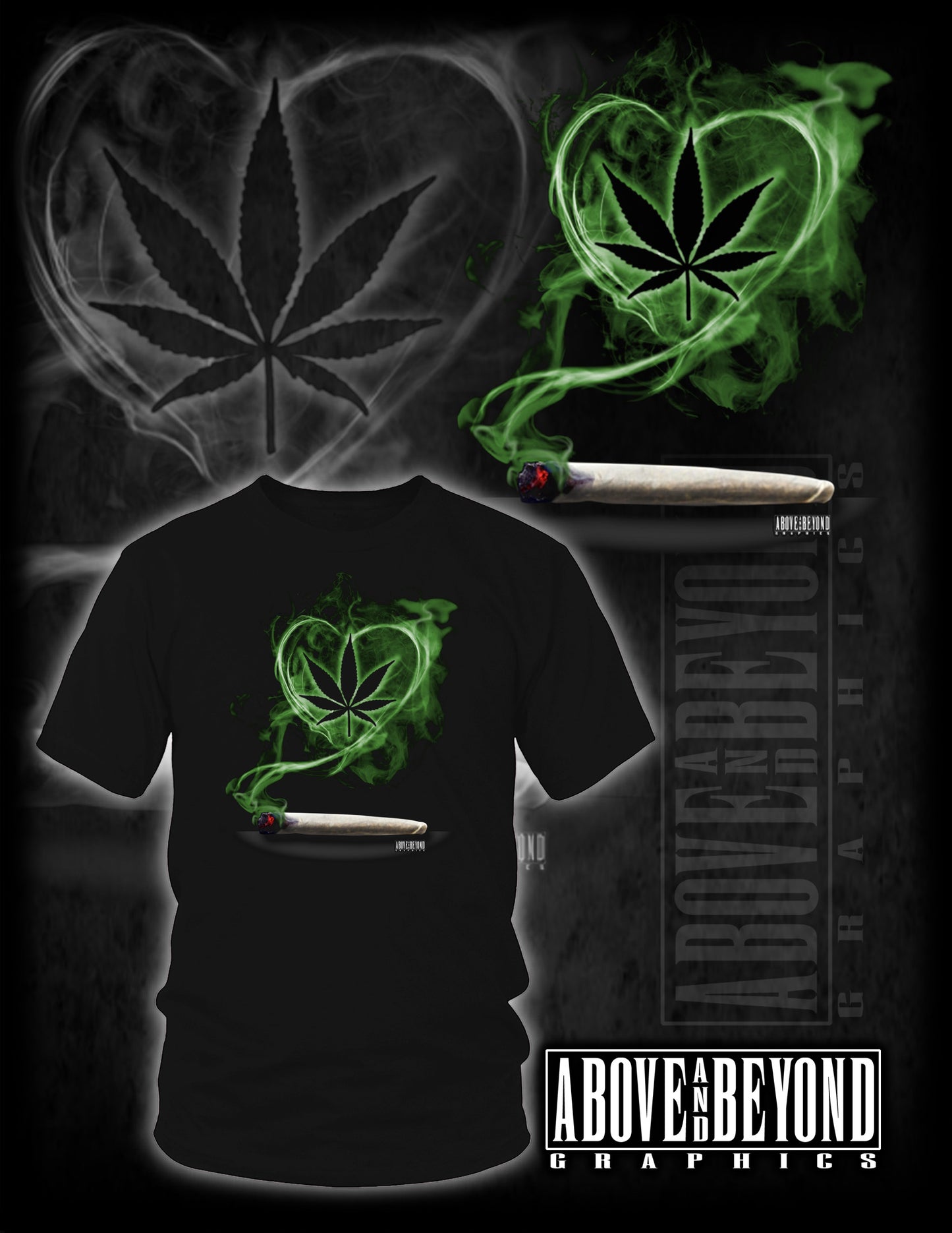 Rolled joint with Smoking Weed/Marijuana Plant in shape of a heart.