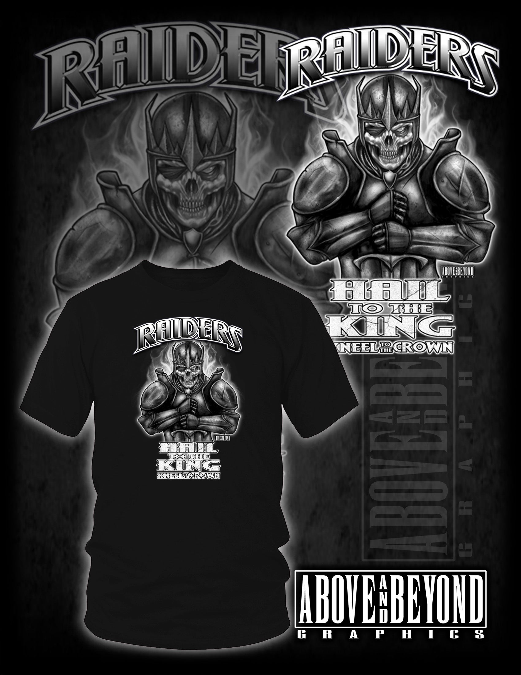 RAIDERS Hail to the King-Kneel to the Crown. Armored Skeleton